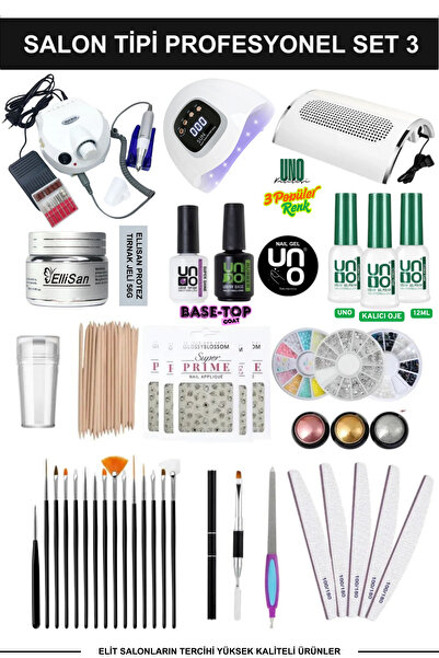 KozMood Kalıcı Oje - Protez Tırnak Seti Salon Set:3 (MAKİNE JEL SÜS FIRÇA FUL...