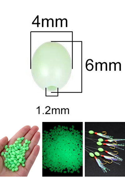 eagenset Fosforlu Glow Yeşil 4x6mm Silikon Yumuşak Boncuk Olta Takımı, Çapari...