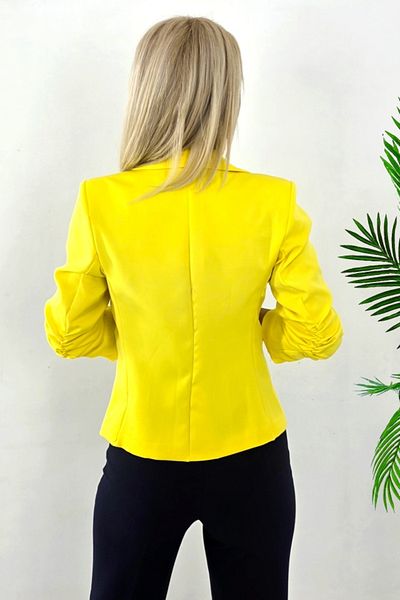 FashionForYou Jachetă elegantă Gisela, cu mâneci cu volane și croială scurtă, Galben, XL