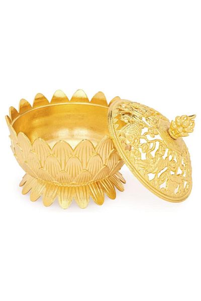 BLA BLA FOAM Burner for Aromatherapy Cones or Incense, Elegant Lotus Shape, Golden Color
