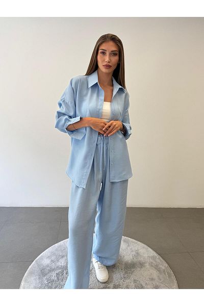 ossons Costum Pantaloni Cămașă Modal cu talie elastică