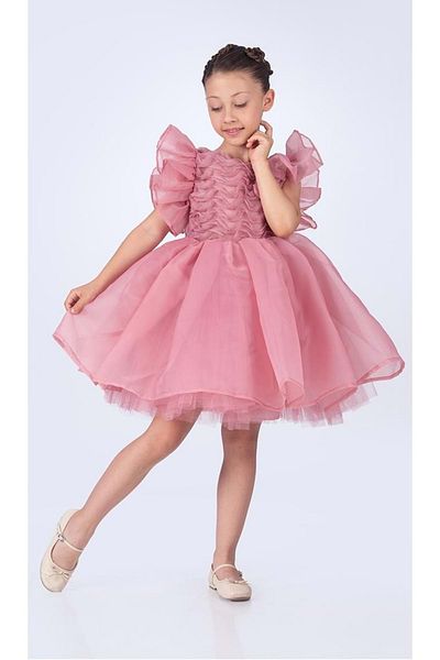 Mnk Baby&Kids Βραδινό φόρεμα Maronia Girl Princess Model - M00746 ΣΚΟΥΡΟ ΡΟΖ