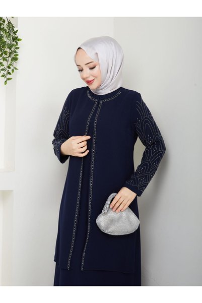 ESLEMNUR Rochie de Mamă Plus Size cu mâneci cu pietre 