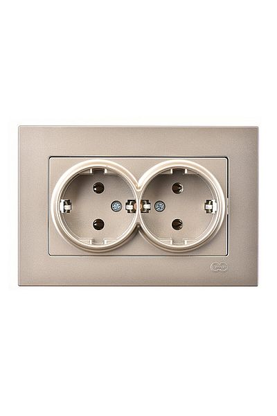 Günsan Elektrik Günsan Eqona Metallic Beige Double Grounded Socket