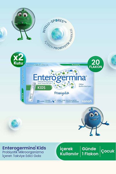 Enterogermina Advantage Pack of 2 - Kids Probiotic 20 Vials Containing 2 Billion Bacillus Clausii Sports