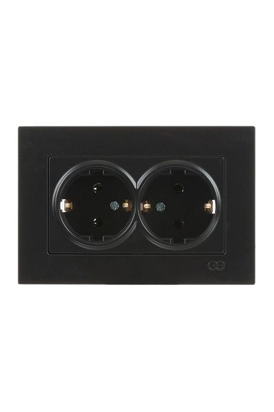 Günsan Elektrik Günsan Eqona Metallic Black Double Grounded Socket