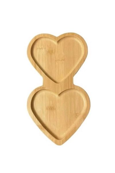 BuMeria Bamboo Wooden Presentation Plate with Heart