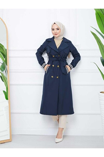 MODA Bondit Fabric Zipper Detailed Trench Coat - Gtrenc0004