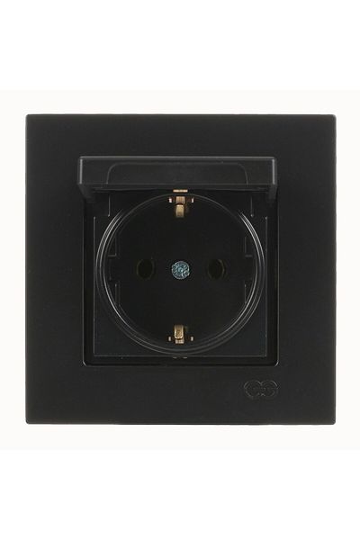 Günsan Elektrik Günsan Eqona Metallic Black Covered Grounded Socket