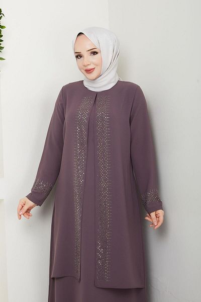 ESLEMNUR Plus Size Mother Dress with Sprinkled Stones