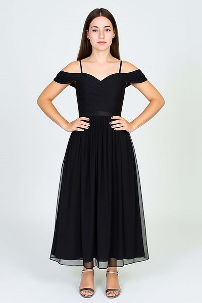 Mnk Baby&Kids Βραδινό φόρεμα Dilina Girl's Chiffon M00747 ΜΑΥΡΟ