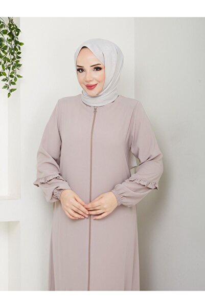 ESLEMNUR KÖŞELİ BÜZGÜ DETAYLI MEDİNE İPEĞİ FERACE