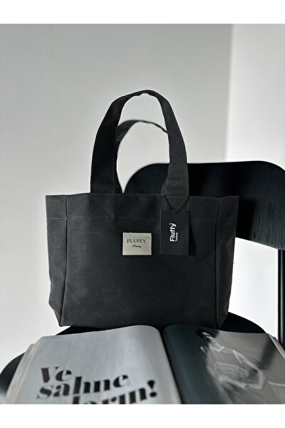 fluffy Dark Mumlu Kanvas Su Geçirmez Kadın Omuz Ve El Çantası Lise Ve Ünivers...