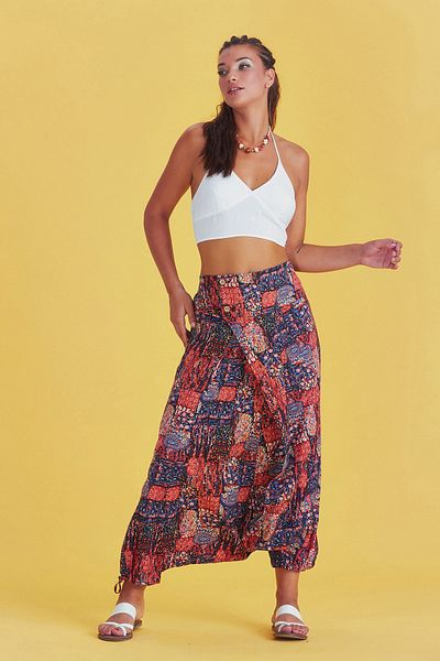 Los banditos Natural Buttoned Women's Baggy Trousers with Pockets