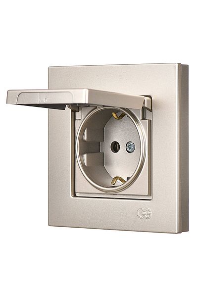 Günsan Elektrik Günsan Eqona Metallic Beige Covered Grounded Socket