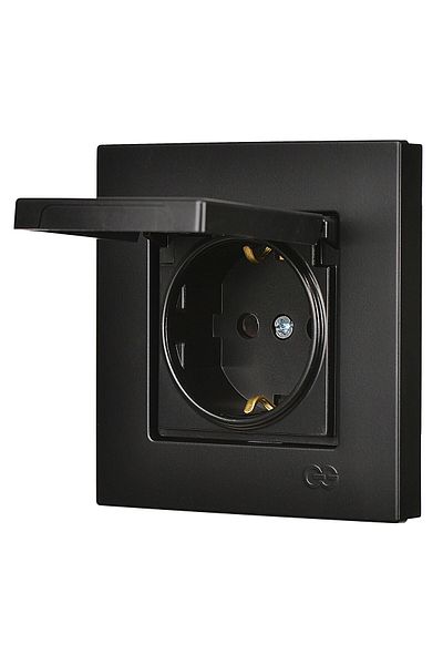 Günsan Elektrik Günsan Eqona Metallic Black Covered Grounded Socket