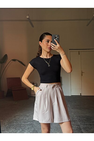 Gallogi Premium Palazzo Kumaş Kadın Şort 44 Cm