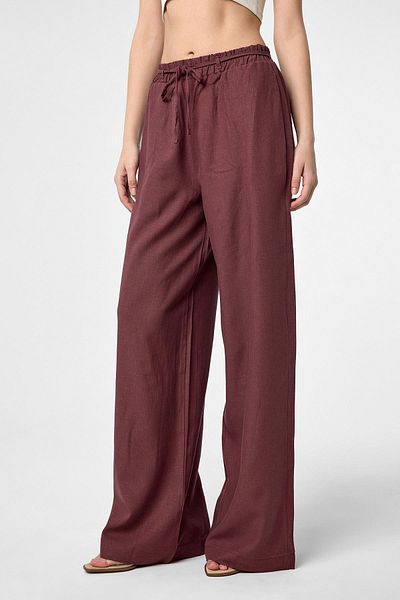 Antioch Burgundy Linen Blend Women's Trousers