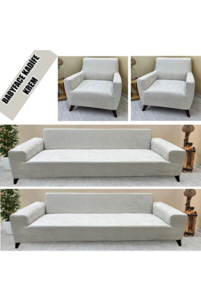 KILIFSAN BABYFACE  KADİFE KUMAŞ 2 ADET ÜÇLÜ & ÇEKYAT- 2 ADET TEKLİ SET KOLTUK...