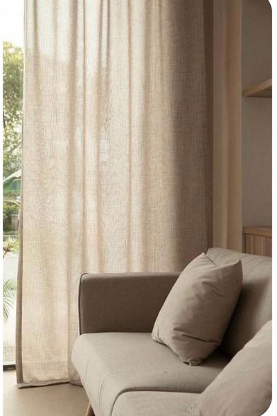 Perdeplus Linen Plain Sunshade Curtain - Washed