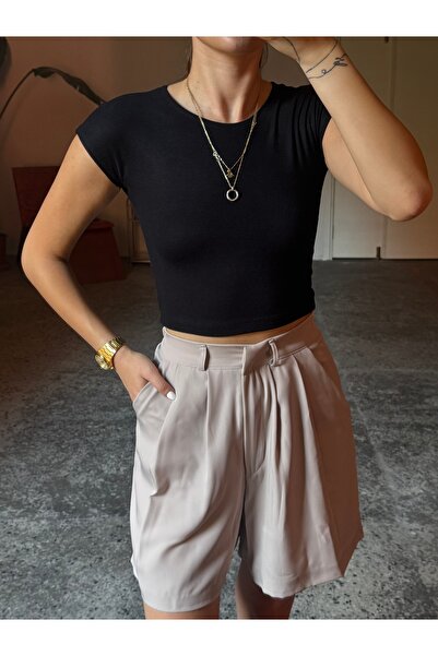 Gallogi Premium Palazzo Kumaş Kadın Şort 44 Cm