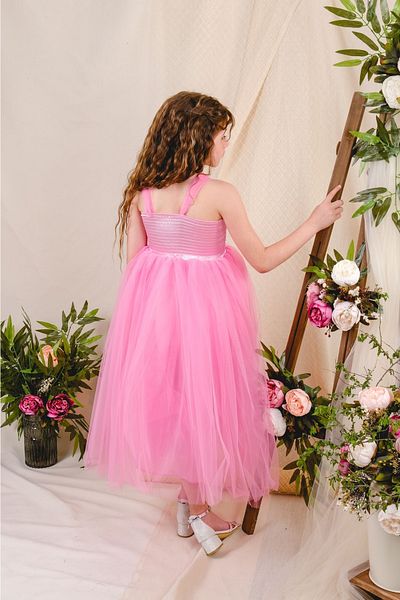 Mnk Back Gipeli Tutu Φούστα για κορίτσια Σατέν Βραδινό Φόρεμα 0340 Ρόδι Λουλούδι
