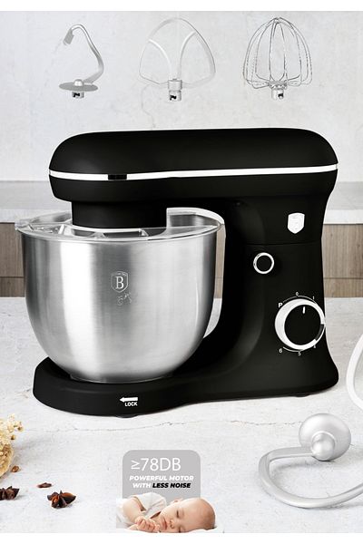Berlinger Haus Stand Mixer Food Processor Kitchen Machine 1500 W Matte Black Collection 5 Liters 3 Hooks
