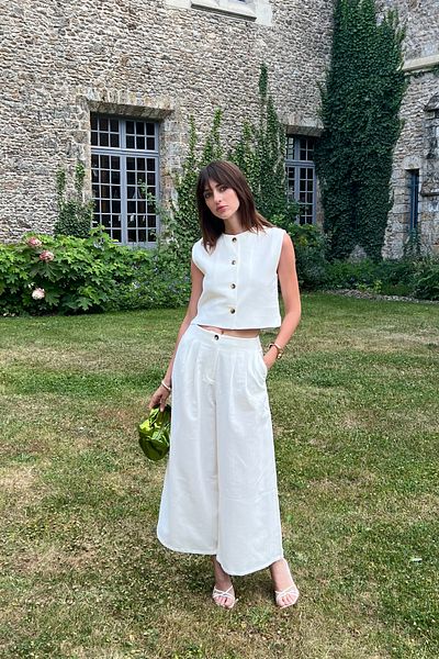 Antioch White Linen Blended Women's Vest