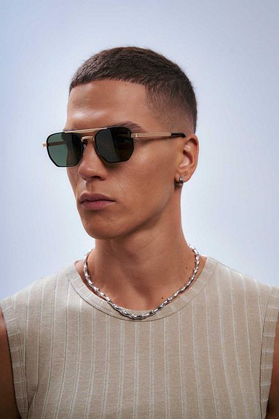 Bilge Karga Gerda Gold Green Sunglasses for Men