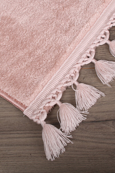 Bestekar Σετ μπάνιου 2 τεμαχίων LunaSoft Powder Pompom με κρόσσια, μοντέρνα, αντιολισθητικά, μαλακά που πλένονται στο πλυντήριο