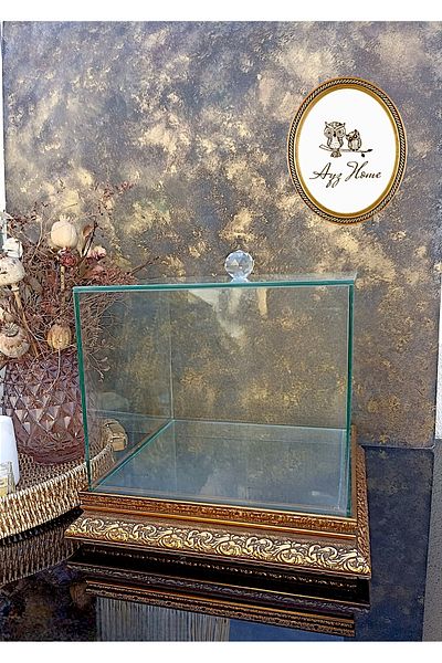 AYZ HOME Glass Embroidered Gold Promise Engagement Dowry Bundle Box 25*25 cm Bridal Groom Bundle