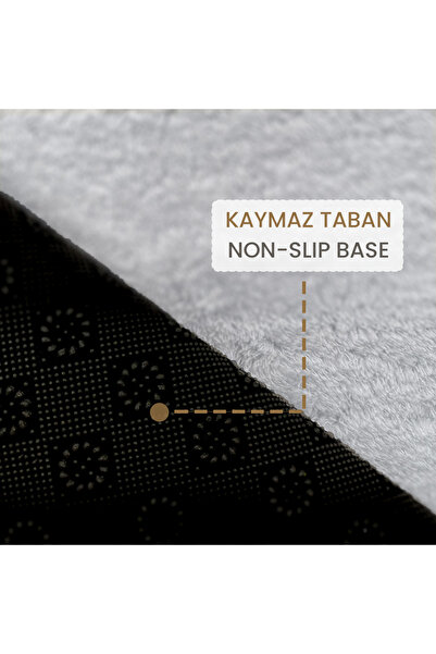 Bestekar Lunasoft Gray Double Tassel Oval Bath Mat Non-Slip Base Luxury Soft Washable Modern