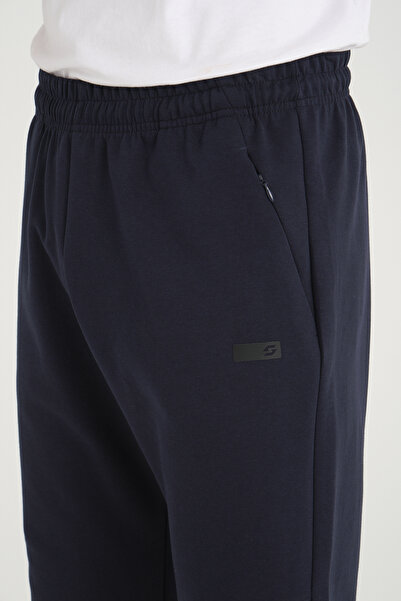 Shooter Sportswear Erkek Şort Lacivert Minimal Baskı Detaylı Gizli Fermuar Cep Regular Kalıp