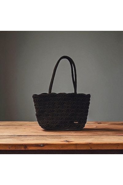 RELYA Women's Bitter Brown Patterned Knitted Snap Fastener Hand Shoulder Bag Width 30 cm Length 23 cm Depth 9 cm