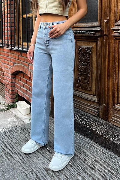 BİKELİFE Women's 90's Stretchy Wide Leg Relaxed Palazzo Jeans