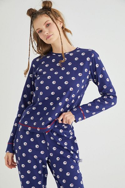 Hello Kitty Licencovaný sada bavlněného pyžama s dlouhým rukávem v námořnické modré