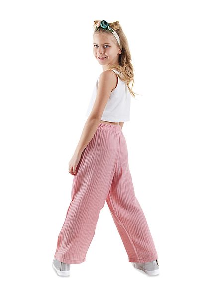 Denokids Floral Girl's Pink Muslin Pants Set