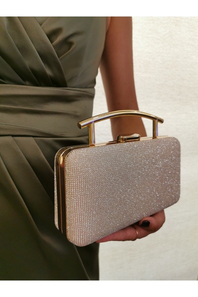 Soave Collection Γυναικεία βραδινή τσάντα με χρυσή γυαλιστερή αλυσίδα για νυχτερινό πάρτι γάμου