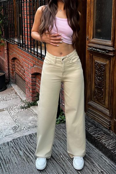 BİKELİFE Women's 90's Stretchy Wide Leg Relaxed Palazzo Jeans