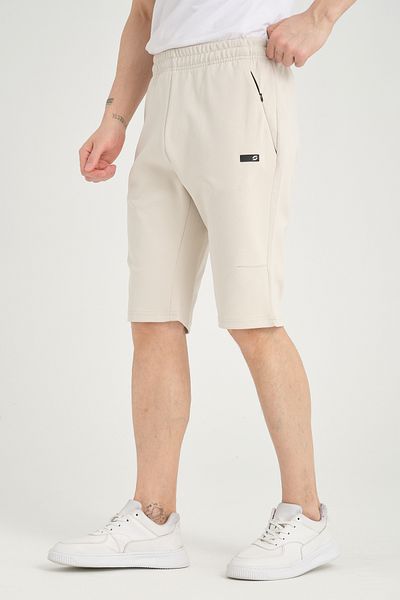 Shooter Sportswear Ανδρικό σορτς μπεζ με λεπτομέρεια με κρυφή τσέπη με φερμουάρ κανονική εφαρμογή