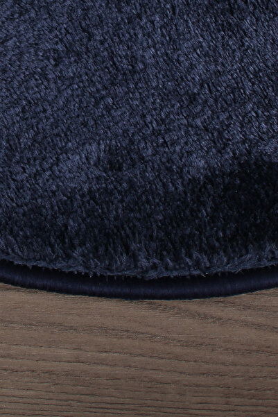 Bestekar Lunasoft Navy Blue Oval Modern Soft Machine Washable Non-Slip Luxury 2-Piece Bathroom Mat Set