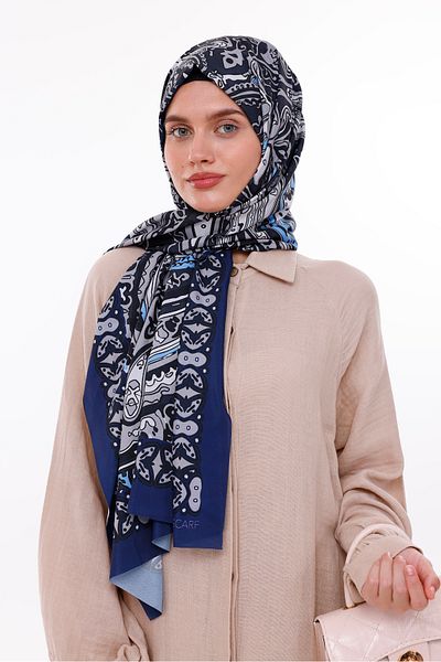 tarzınısec Şal de damă cu model retro Estascarf albastru