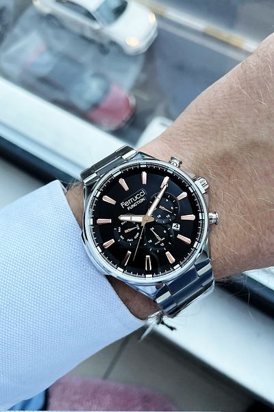 Ferrucci Waterproof Guilty Mens Watch with Silver Color Steel Band and Gift Bracelet