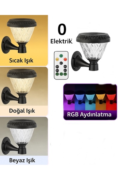 gaman 40W Duvara / Kapı Girişine Takılabilen Çok Renkli Ayarlanabilir Solar G...
