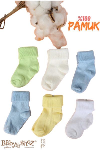 Baby Shez 100% Cotton 6-Piece Newborn Baby Socks