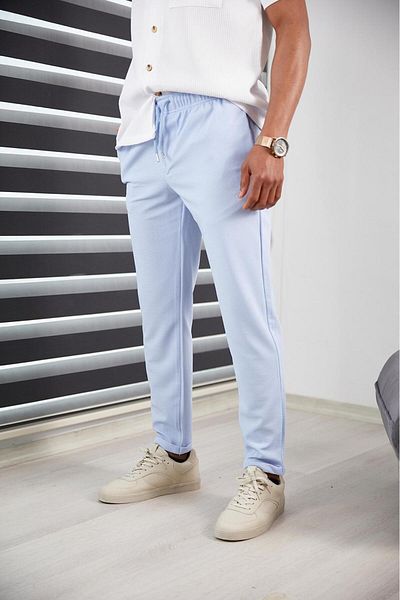 JACK CAPRİO Pantaloni de jogging pentru bărbați, albaștri, slim fit - picior dublu, de înaltă calitate, țesătură cu model și lycra