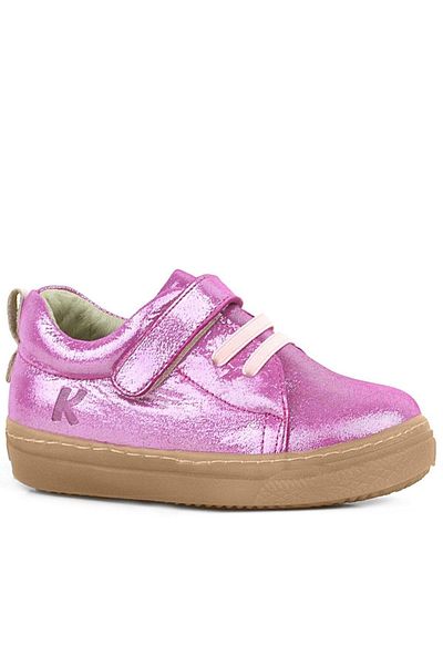 hapshoe Pantofi pentru copii din piele naturală anatomică, roz moale, elastic cu velcro