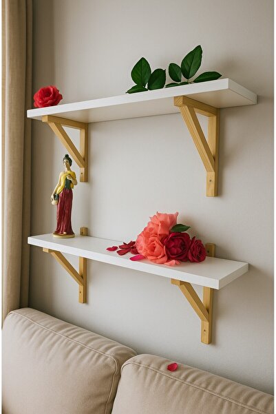 Kendim Dekoratif Duvar Rafı 2li , Çok Amaçlı Raf, %100 Mdf Ahşap Çam 80 Cm