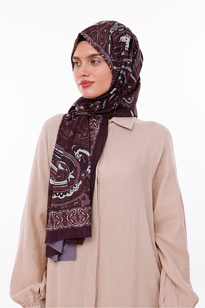 tarzınısec Retro Patterned Women's Shawl Burgundy Estascarf