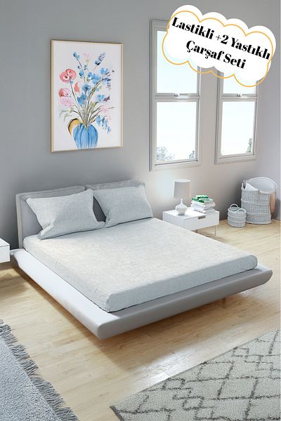 Arte Cotone Elastic Fitted Double Ranforce Sheet Set / with Pillow Case